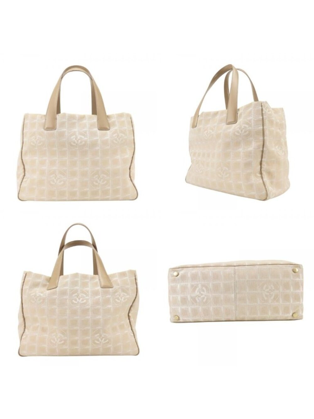Chanel Tote Bag New Travel Line MM Nylon Leather Beige